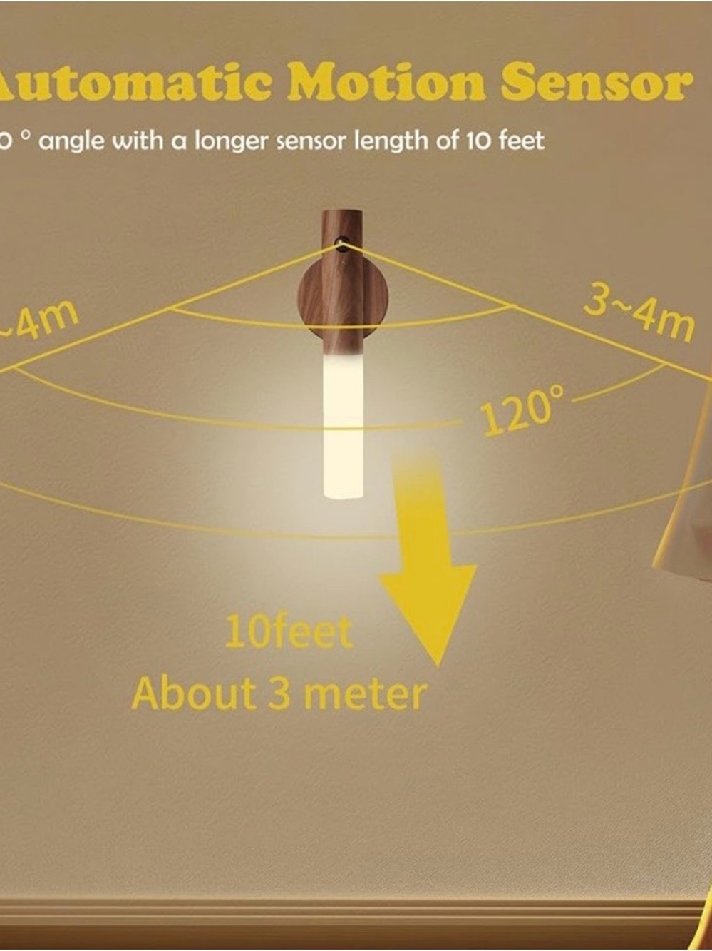 NEW 2pk Wooden Motion Sensor Night Lights,
Magnet Body Hallway Rechargeable LED - Picture 7 of 9